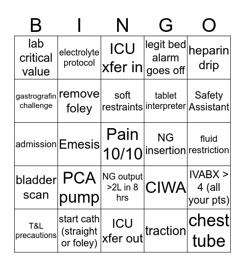 S11 Night Shift Bingo Card