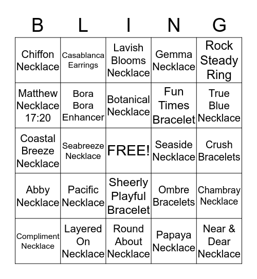 Bling Bingo Card