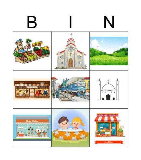 Plaatsen in de stad: bingo Card