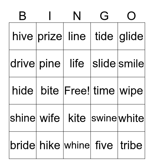 i-e Bingo Card