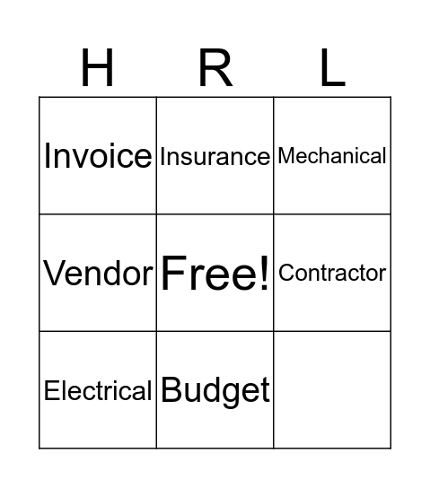 BURGERS & BINGO Card