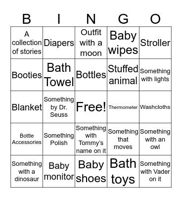 Baby Gift Bingo Card