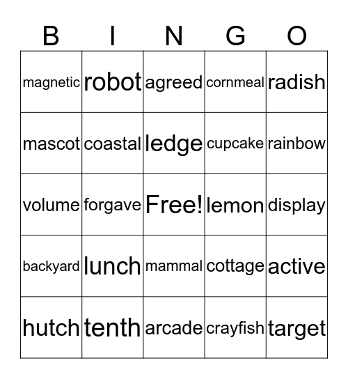 HD WORD BINGO Card