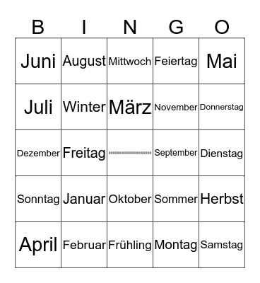 Datum Bingo Card