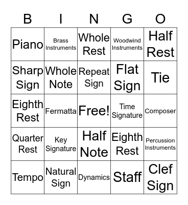 Music Bingo Card