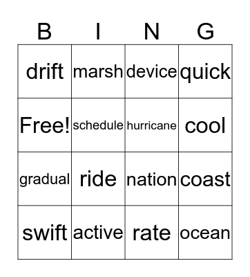 flocabulary bingo Card