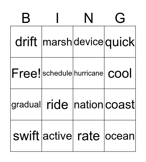 flocabulary bingo Card