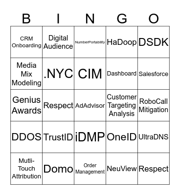 Neustar Values Bingo Card
