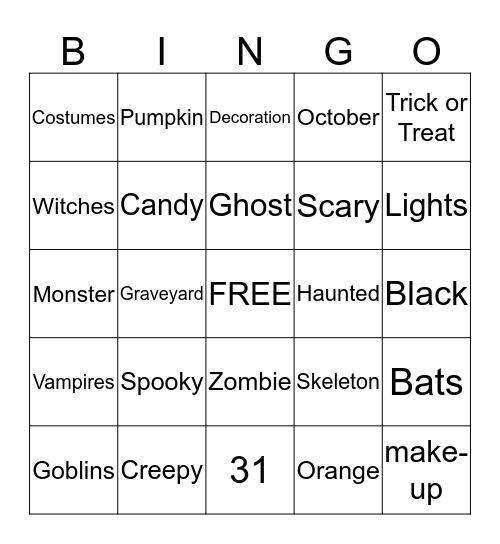 Halloween Bingo Card