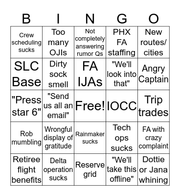 Compass Call Bingo June 2019 Bingo Card