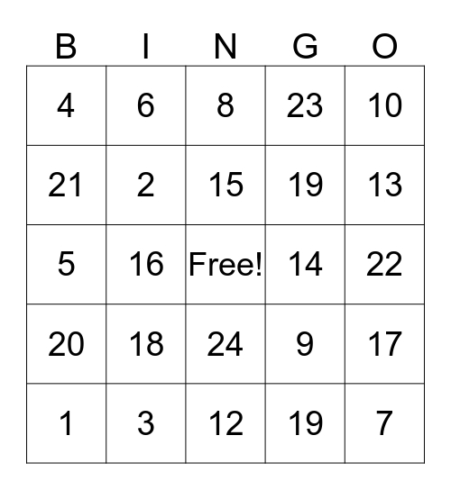 10 Bingo Card