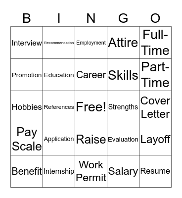 Career Bingo Card