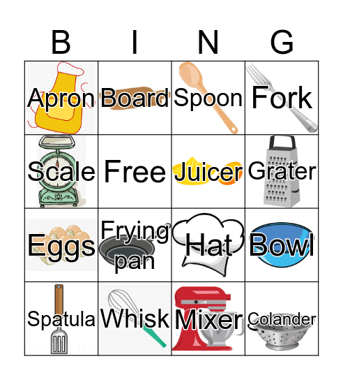Cooking Tool Bingo Card