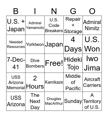 #7 Bingo Card