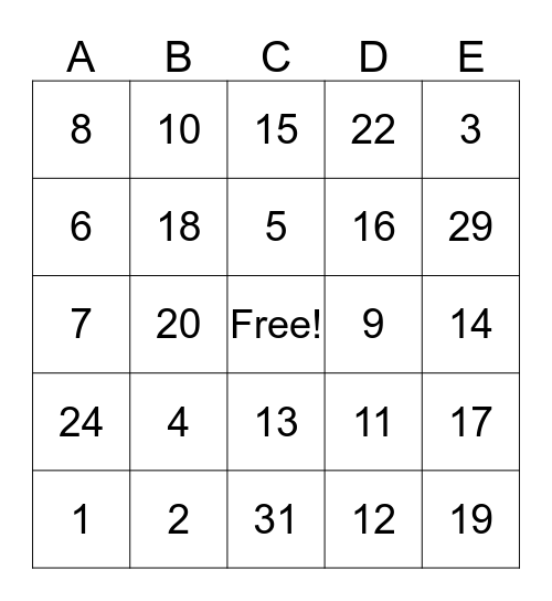 ALLIED POWERS Bingo Card