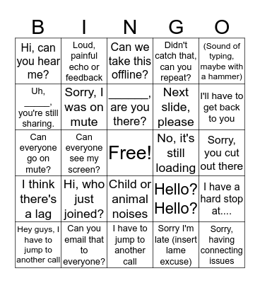 Conference Call Bingo Card