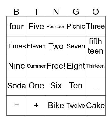 Father's Day Cook-out Bingo Game Bingo Card