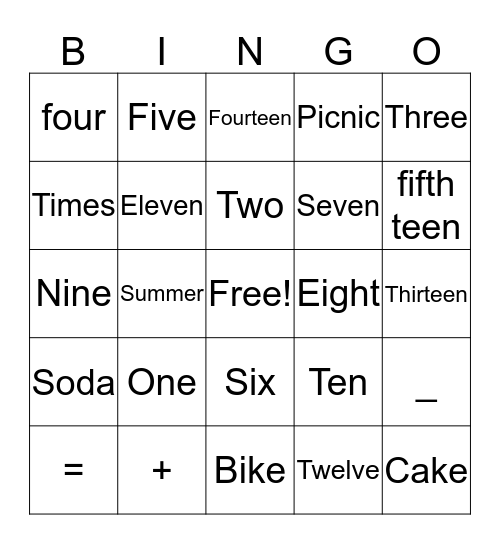 Father's Day Cook-out Bingo Game Bingo Card