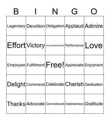 Employee Appreciation Week Bingo Card
