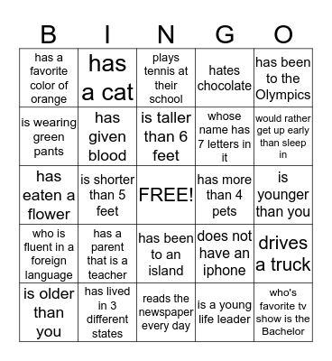 Find someone who... Bingo Card