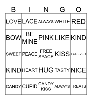 Valentine's BINGO Card