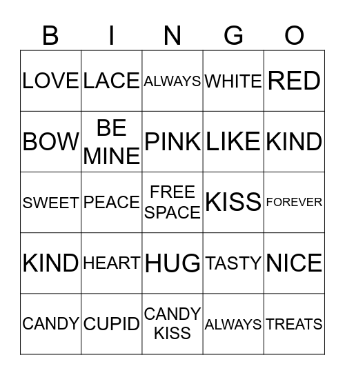 Valentine's BINGO Card