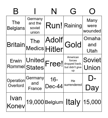 Test 6 Bingo Card