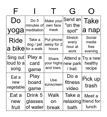 Horizon Public Health Bingo Card