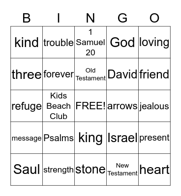 Jonathan and David Bingo Card