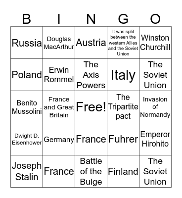 quiz 5 Bingo Card