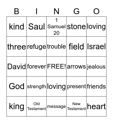 Jonathan and David Bingo Card