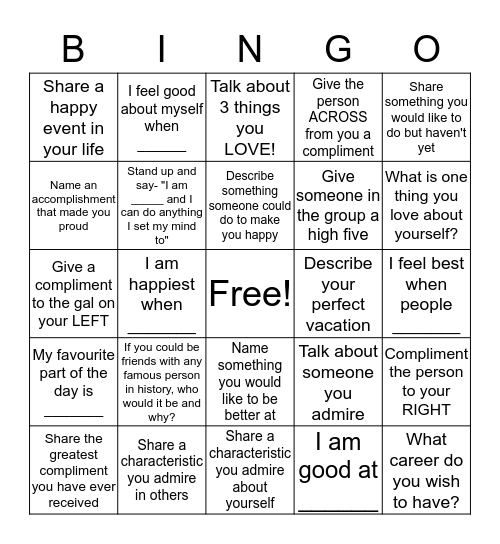 "Boosting YOU" BINGO Card