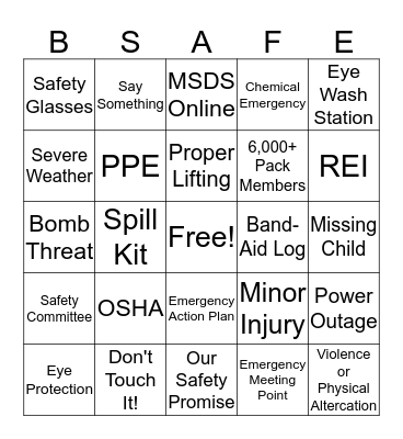 Safety.Always.For.Everyone Bingo Card