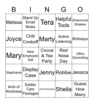 Morale Committee Bingo  Bingo Card