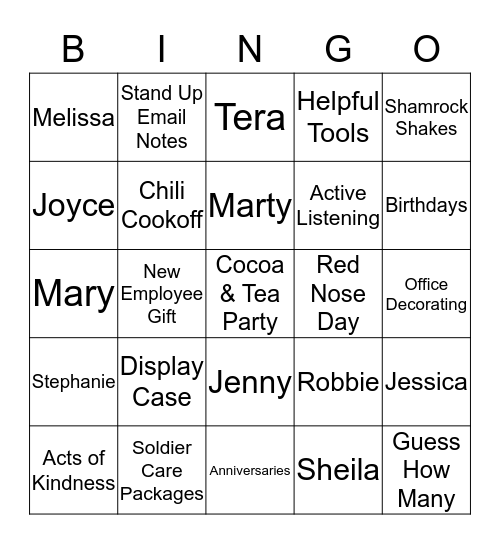 Morale Committee Bingo  Bingo Card