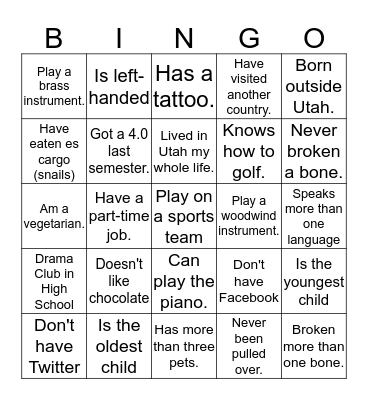 CIVILIAN EXPLORER GETTING TO KNOW YOU Bingo Card