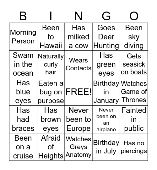 CIVILIAN EXPLORERS GETTING TO KNOW YOU Bingo Card