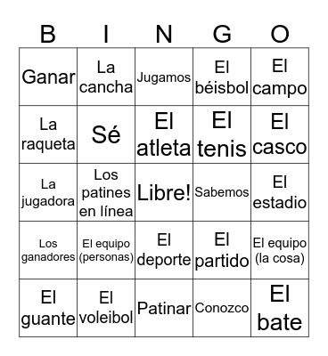 Spanish 1 6.1 BINGO Card