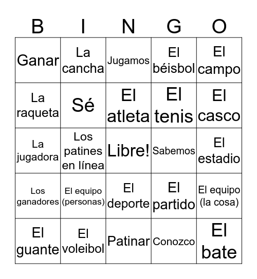 Spanish 1 6.1 BINGO Card