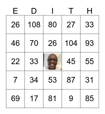 **Celebrating Life** Bingo Card