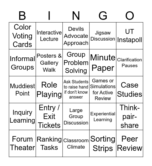 Active Learning  Bingo Card