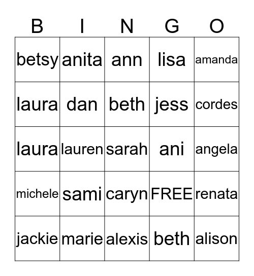 baby face bingo Card