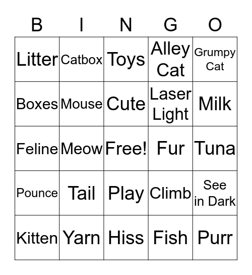 Kitten Bingo Card