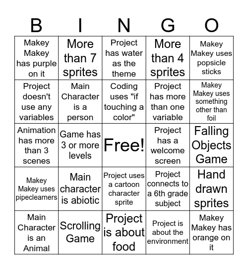 Arcade Bingo Card