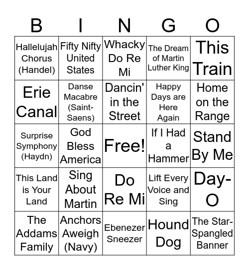 5th Grade Bingo Card