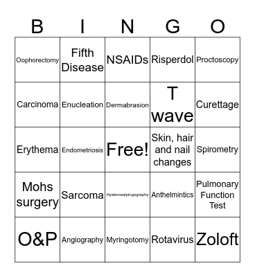 Chapter 18 - Assisting with Medical Specialties Bingo Card