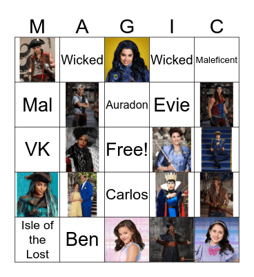 Disney Descendants Bingo Card