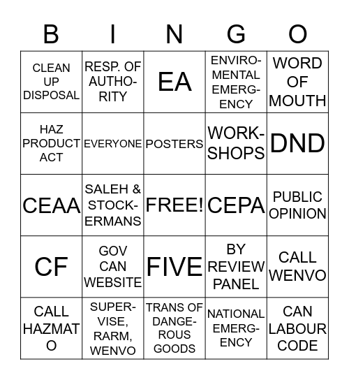 EA Bingo Card