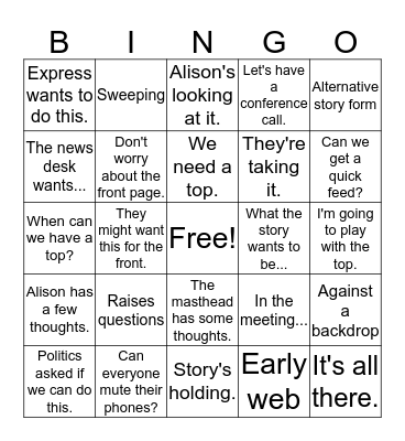 NYT Bingo Card