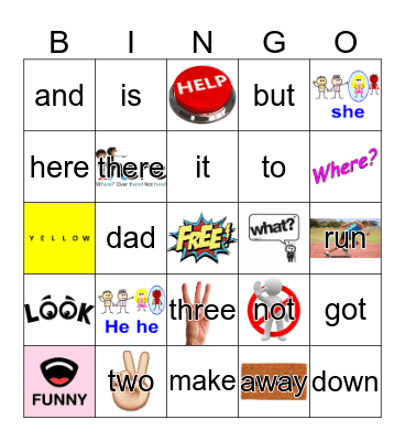 Sight Words Bingo Card
